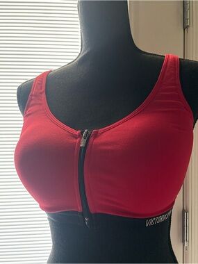 Victoria's Secret Red Sports Bra with Black Band and Strappy Back